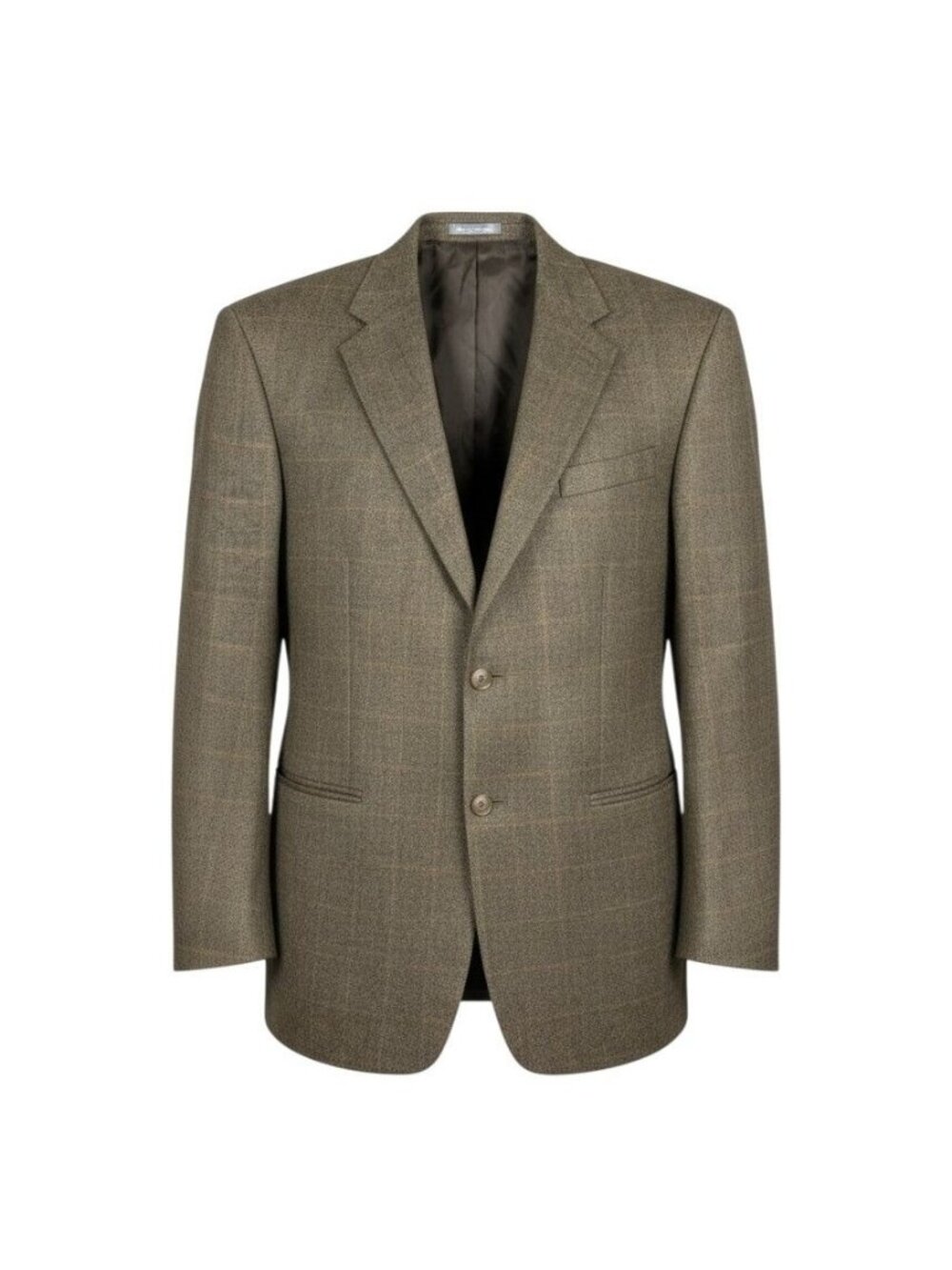 Oscar De La Renta Mens Brown Herringbone Two-Button Blazer Jacket XL